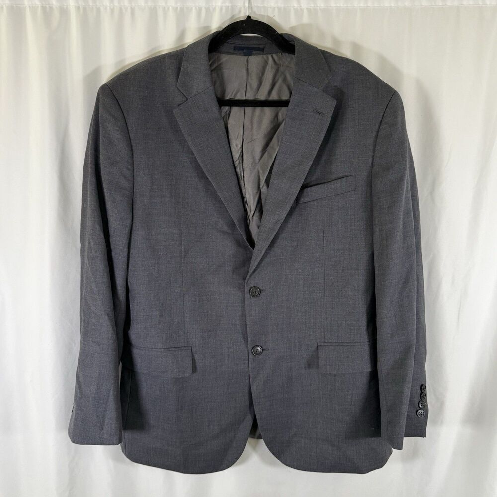 Jos A Bank 1905 100% Wool Blazer Men's 44 Grey Blue 2 Button Front Tailored Fit